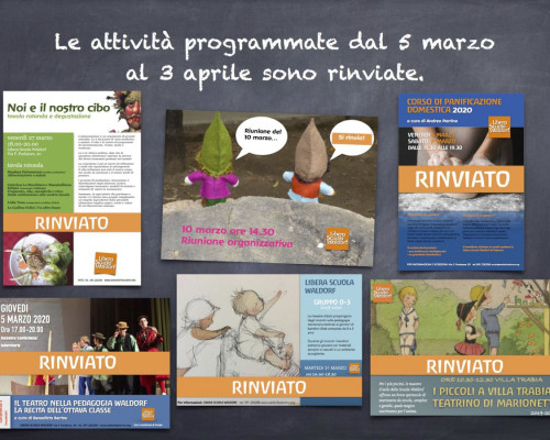 Rinvio attività programmate dal 5 marzo al 3 aprile