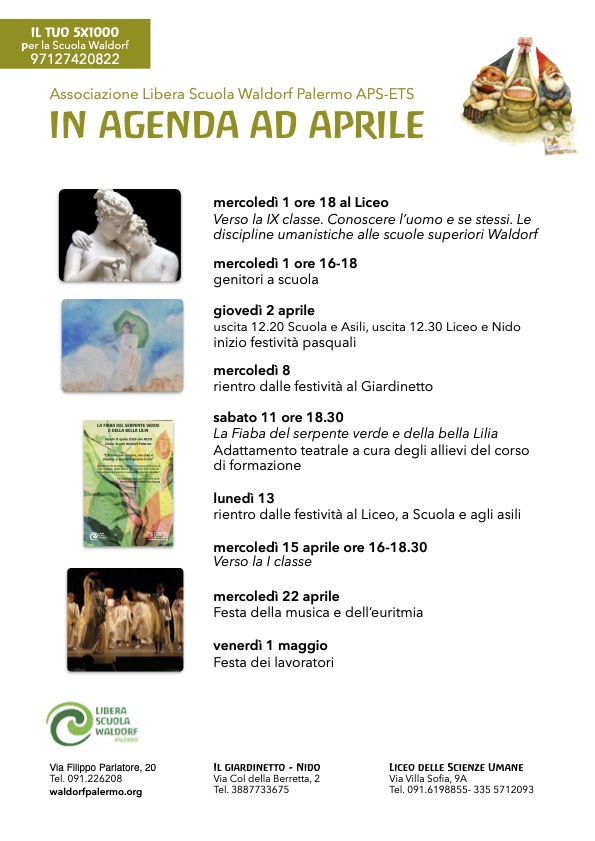 Agenda del mese di aprile 2026