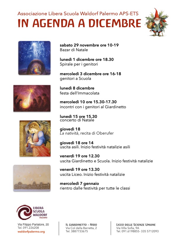 In agenda a dicembre 