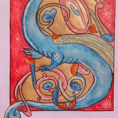 I capolettera con il drago della VII classe