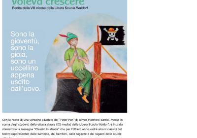 Classici In Strada. Con Peter Pan Iniziata Rassegna Di Teatro Fatta Www